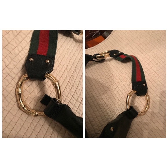 Authentic Gucci Black GG Web Bamboo Hobo Bag - Picture 4 of 4